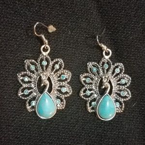 Genuine Turquoise peacock earrings.